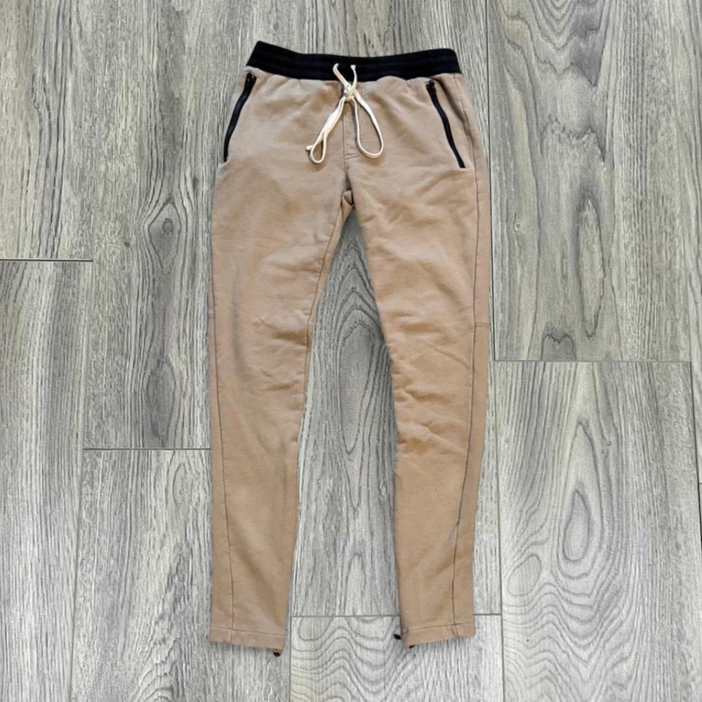FOG Essentials Early Edition PacSun Khaki Drawstring Ankle Zip Joggers Small